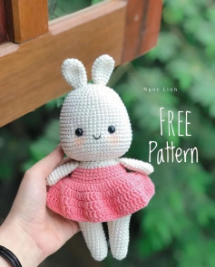 Free Crochet Pattern: Adorable Bunny in Pink Dress