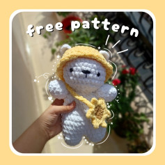 Free Crochet Pattern for Cute Bear with Sun Hat