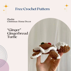 Free Crochet Pattern: Ginger Gingerbread Turtle Plushie for Christmas Decor
