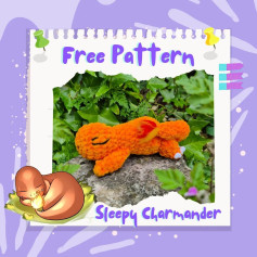 Free Crochet Pattern: Sleepy Charmander Plush Toy