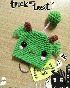 Halloween Crochet Keychain Pattern: Cute Green Monster Design