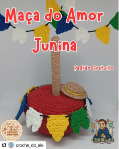 Maçã do Amor Junina: Padrão de Crochê com Bandeirinhas Coloridas
