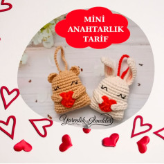 Mini Anahtarlık için Sevimli Tavşan ve Ayıcık Móc Len Tarifi