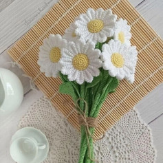 متن الگوی قلاب‌بافی گل‌های بابونه زیبا