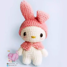 متن کامل برای ساخت عروسک قلاب‌بافی خرگوشی صورتی