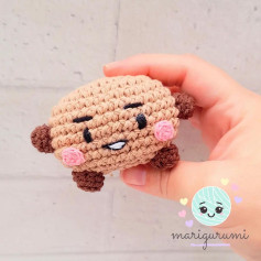 Patrón de amigurumi de galleta sonriente hecha a crochet
