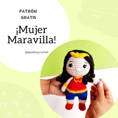 Patrón de muñeca amigurumi de Mujer Maravilla para crochet.