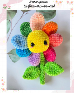 Patron gratuit pour crocheter une fleur arc-en-ciel adorable et colorée