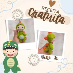 Receita Grátis de Amigurumi: Crie Seu Próprio Dino Jr.!