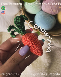 Receita gratuita para criar uma cenourinha de crochê adorável