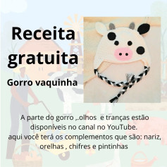 Receita gratuita para gorro de vaquinha com detalhes completos