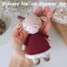 Схема вязания крючком для куклы коровки в платье