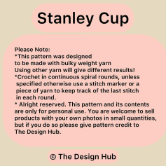 Stanley Cup Crochet Pattern Instructions for Bulky Yarn