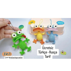 Üç Farklı Amigurumi Modeli İçin Ücretsiz Tarif: Kurbağa, Ördek ve Canavar
