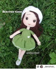 Ücretsiz Amigurumi Bebek Tarifi: Sevimli Yeşil Elbiseli Kız Bebek