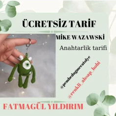 Ücretsiz Amigurumi Mike Wazowski Anahtarlık Yapımı