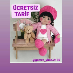 Ücretsiz Amigurumi Tarifi: Pembe Giysili Bebek ve Ayıcık