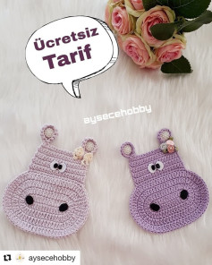 Ücretsiz Hipopotam Şeklinde Örgü Altlık Tarifi