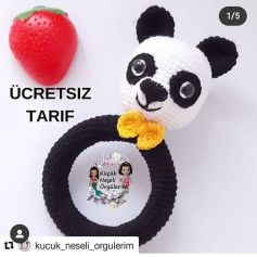 Ücretsiz Panda Başlıklı Amigurumi Bebek Çıngırağı Tarifi
