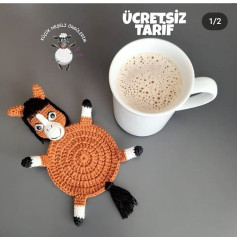 Ücretsiz Tarifle Sevimli At Şeklinde Tığ İşi Bardak Altlığı