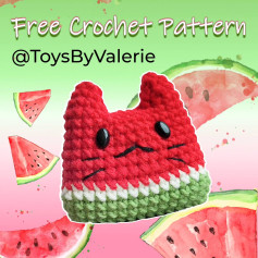 Watermelon Cat Crochet Pattern by ToysByValerie