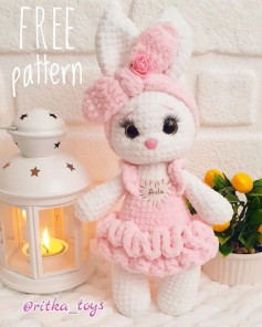 Adorable Bunny Amigurumi in Pink Dress Crochet Pattern