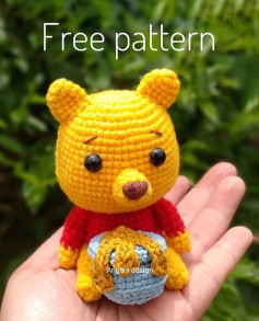 Adorable Crochet Bear Holding a Honey Pot Free Pattern