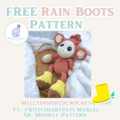 Adorable Crochet Monkey with Cute Yellow Rain Boots Pattern