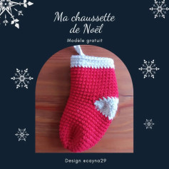 Chaussette de Noël au crochet avec cœur, modèle facile à réaliser
