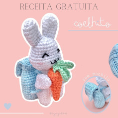 Coelhinho de crochê fofo com mochila e cenoura