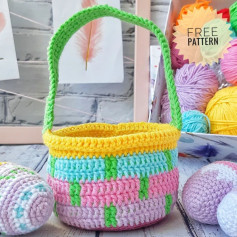 Colorful Crochet Basket Pattern for Easter Decorations