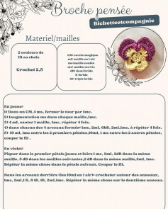 Créer une broche pensée avec des mailles en crochet facilement