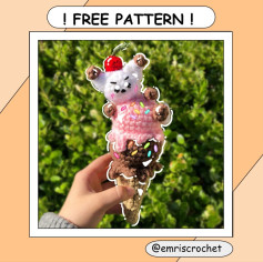 Crochet Bear Ice Cream Cone Amigurumi Free Pattern