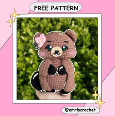 Crochet Cute Bear Amigurumi with Flower - Free Pattern