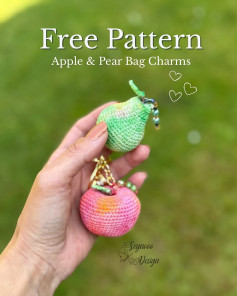 Crochet Fruit Charms Pattern: Apple and Pear Bag Accessories