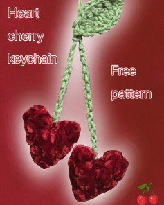 Crochet Heart Cherry Keychain Pattern for Beginners