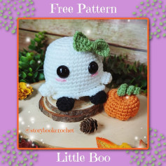 Crochet Little Boo Ghost with Pumpkin Pattern for Halloween Decor