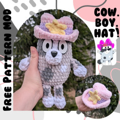 Crochet Pattern: Adorable Cow-Themed Plush with Cowboy Hat