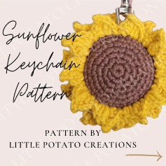 Crochet Pattern for a Sunflower Keychain by Little Potato Creations