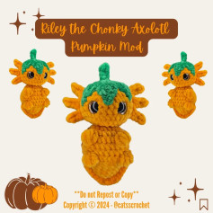 Crochet Pattern for Chonky Axolotl Pumpkin Plush Toy