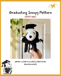 Crochet Pattern for Graduating Snoopy Outfit Only