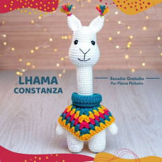 Crochet Pattern for Llama Stuffed Animal with Colorful Poncho