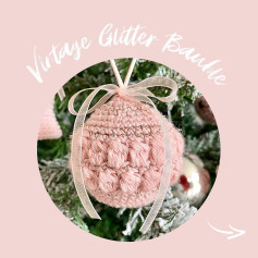 Crochet Pattern for Pink Vintage Glitter Bauble Ornament