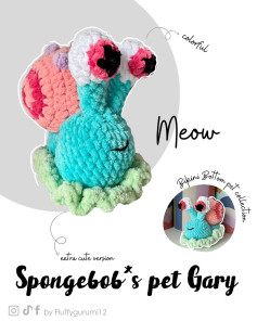 Crochet Pattern for SpongeBobs Pet Gary Amigurumi Toy