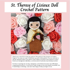 Crochet Pattern for St. Therese of Lisieux Doll Surrounded by Roses