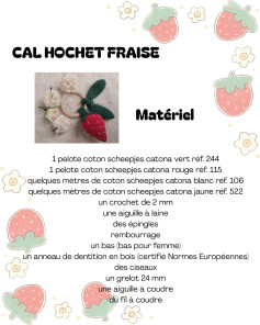 Crochet Pattern for Strawberry Baby Rattle with Detailed Material List