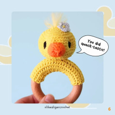 Crochet Pattern Instructions and Materials for Duck Rattle