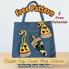 Crochet Pizza Key Cover Bag Charm Free Pattern and Tutorial