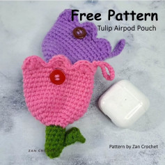 Crochet Tulip Airpod Pouch Pattern - Free Tutorial Available