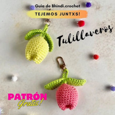 Crochet Tulip Keychain Free Pattern for Beginners